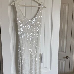 Anthropologie Ivory Sequin Gown